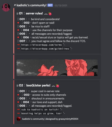 Simple rules info for Kadiotic's streaming discord!